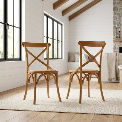 Wooden Dining Side Chairs for Kitchen and Dining Room, Walnut, Set of 2