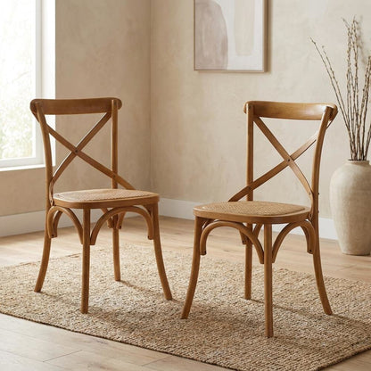 Wooden Dining Side Chairs for Kitchen and Dining Room, Walnut, Set of 2