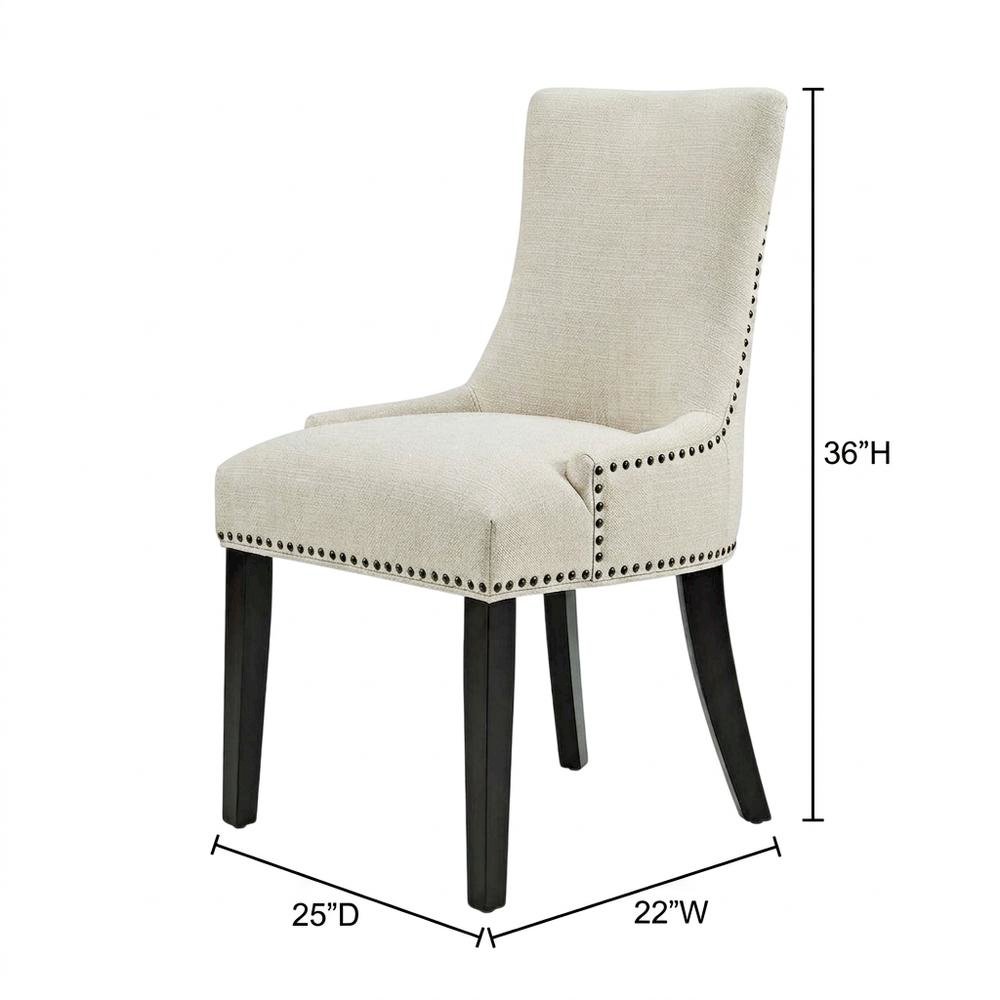 Fabric Upholstered Dining Chairs with Arms, Beige, Set of 4