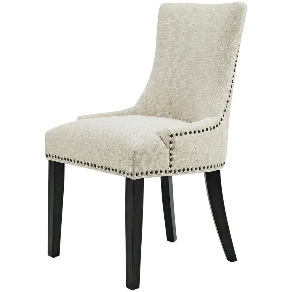 Fabric Upholstered Dining Chairs with Arms, Beige, Set of 4