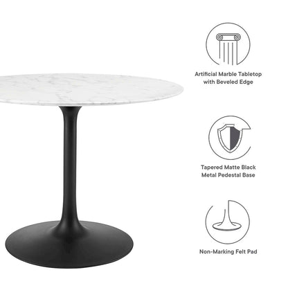 Lippa 40" Round Faux Marble Dining Table