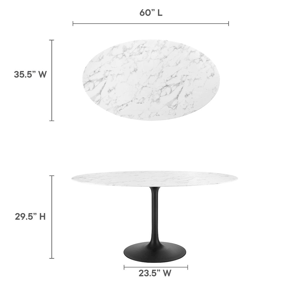Lippa 60" Oval Faux Marble Dining Table
