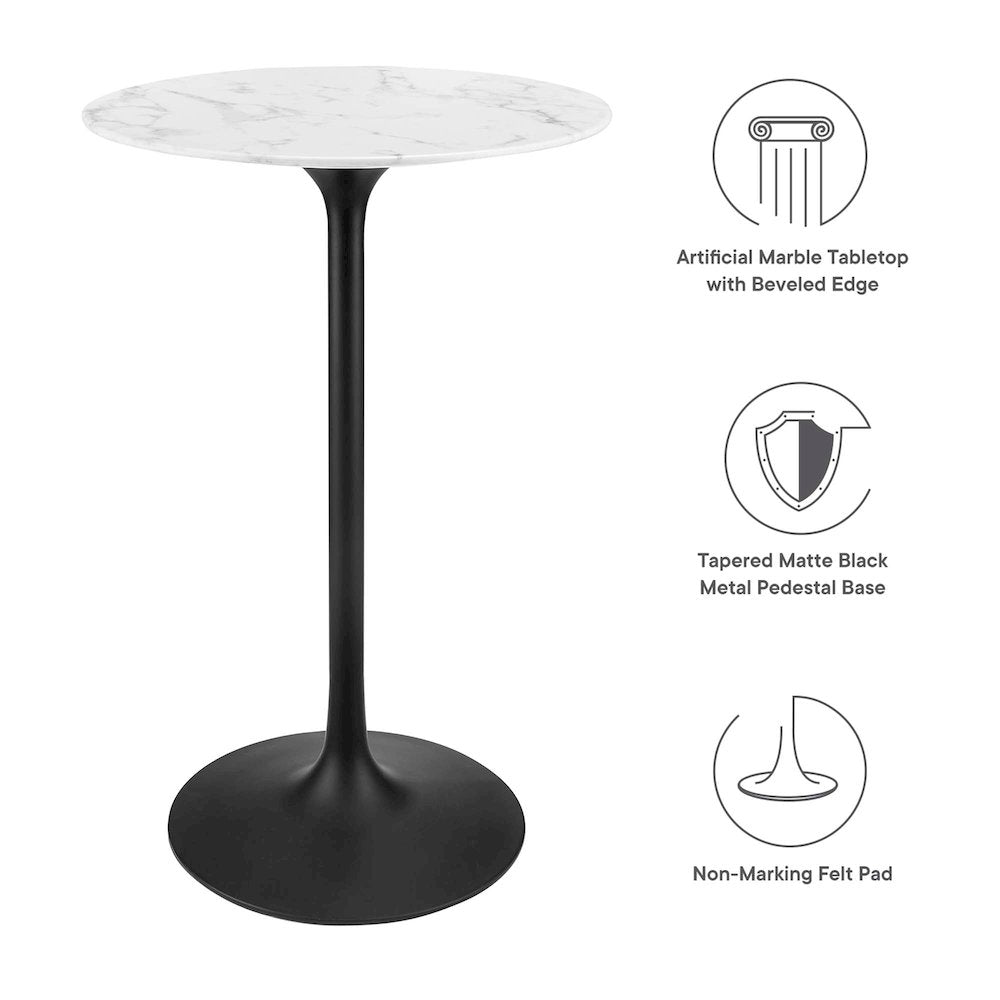 Lippa 28" Round Faux Marble Bar Table