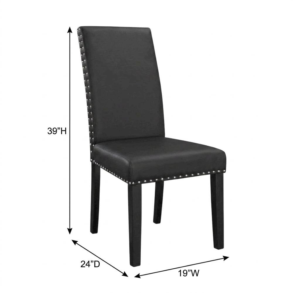 Faux Leather Upholstered Dining Side Chairs, Black, Set of 2