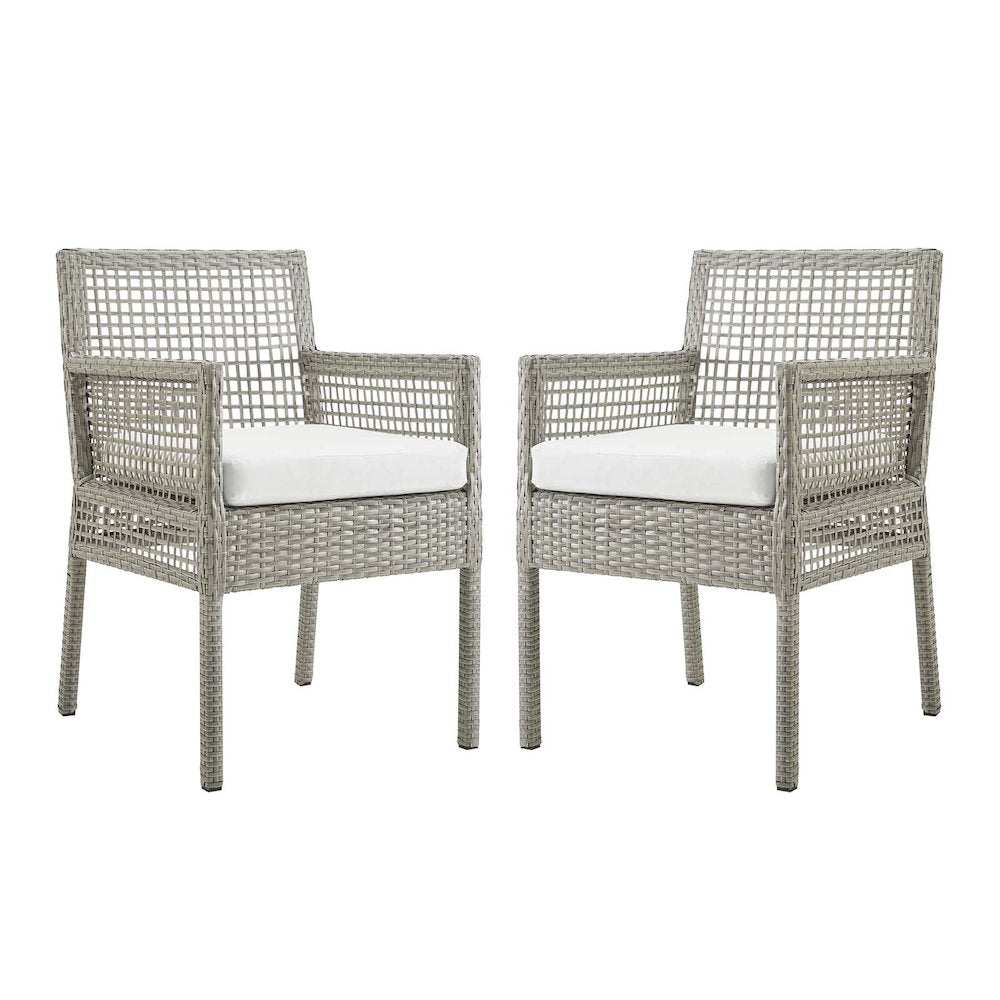 Aura Outdoor Patio Wicker Rattan Dining Armchair Set of 2