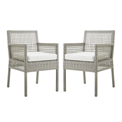 Aura Outdoor Patio Wicker Rattan Dining Armchair Set of 2