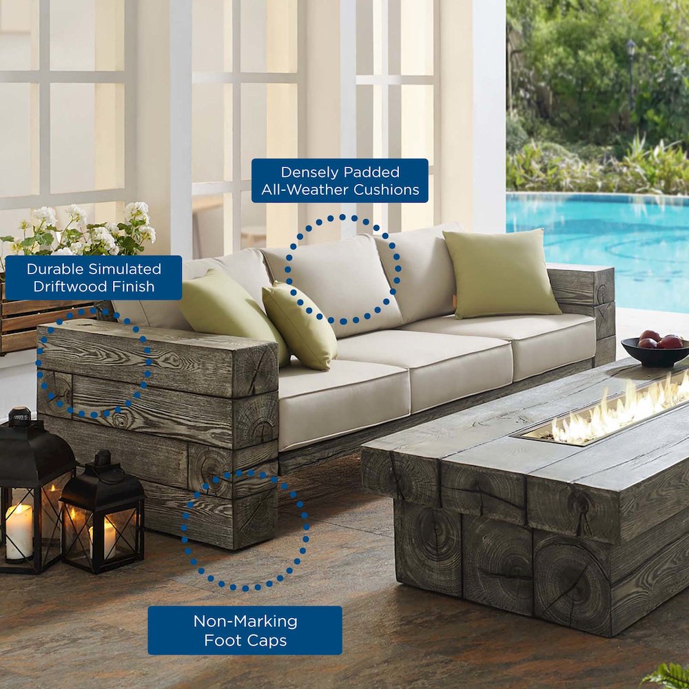 Manteo Rustic Coastal Outdoor Patio SunbrellaSofa