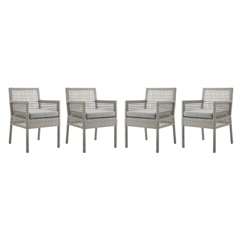 Aura Outdoor Patio Wicker Rattan Dining Armchair Set of 4