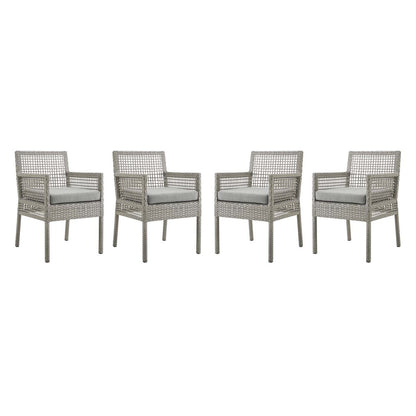 Aura Outdoor Patio Wicker Rattan Dining Armchair Set of 4