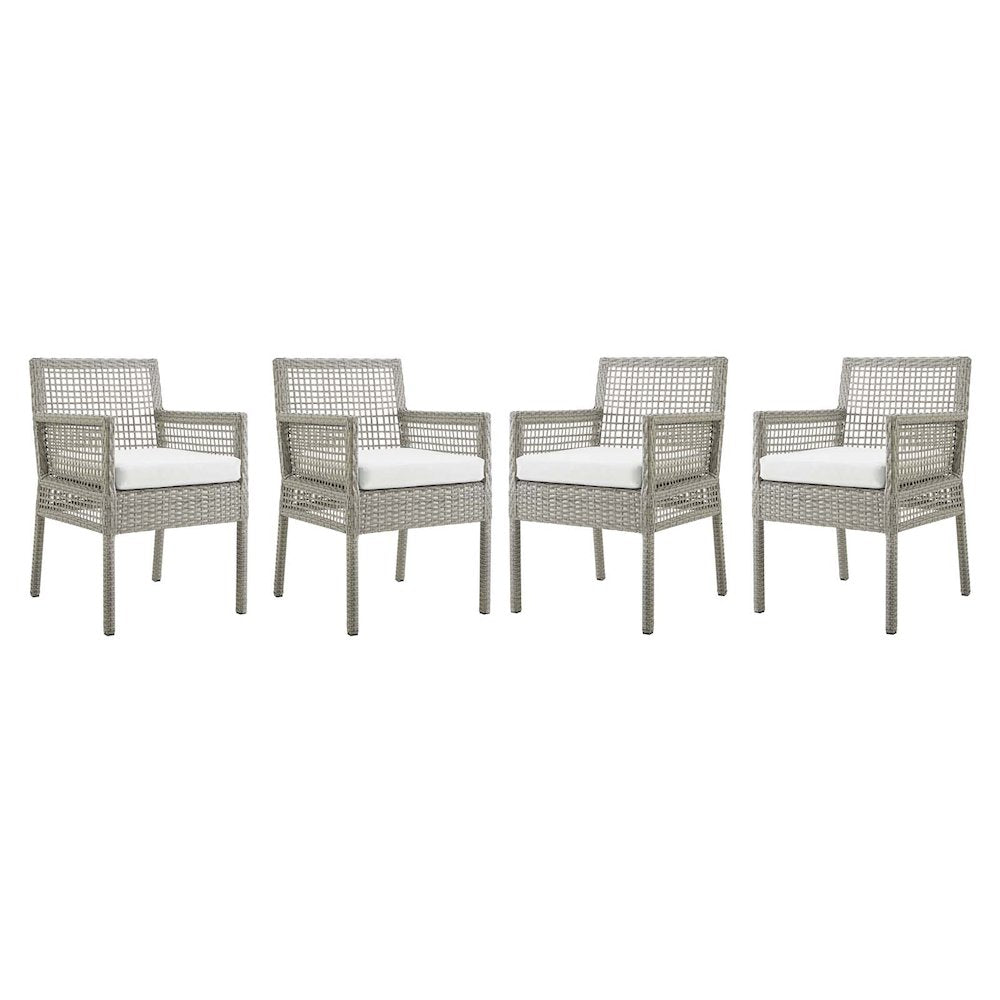 Aura Outdoor Patio Wicker Rattan Dining Armchair Set of 4