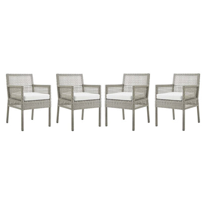 Aura Outdoor Patio Wicker Rattan Dining Armchair Set of 4