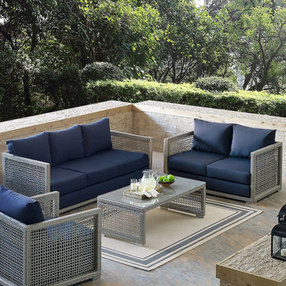 Aura 3 Piece Outdoor Patio Wicker Rattan Set