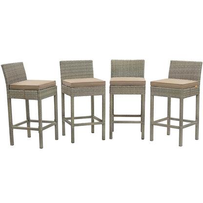 Conduit Outdoor Patio Wicker Rattan Bar Stool Set of 4