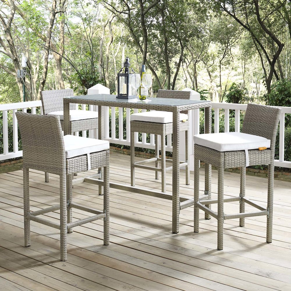 Conduit Outdoor Patio Wicker Rattan Bar Stool Set of 4