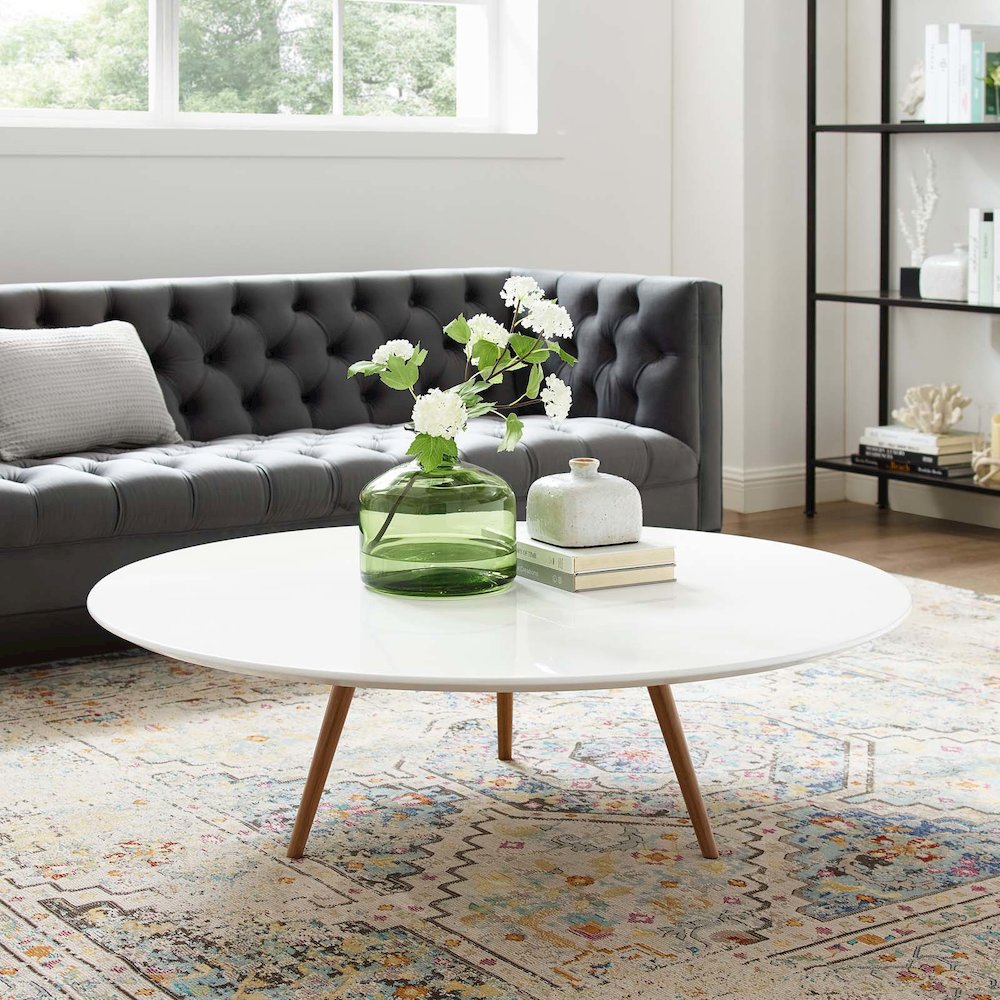 Lippa 48" Round Wood Coffee Table with Tripod Base