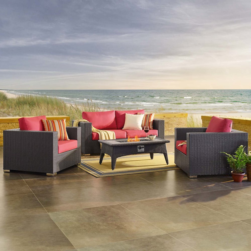 Convene 4 Piece Set Outdoor Patio with Fire Pit