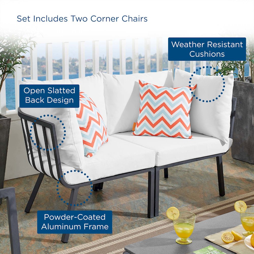 Riverside 2 Piece Outdoor Patio Aluminum Sectional Sofa Set