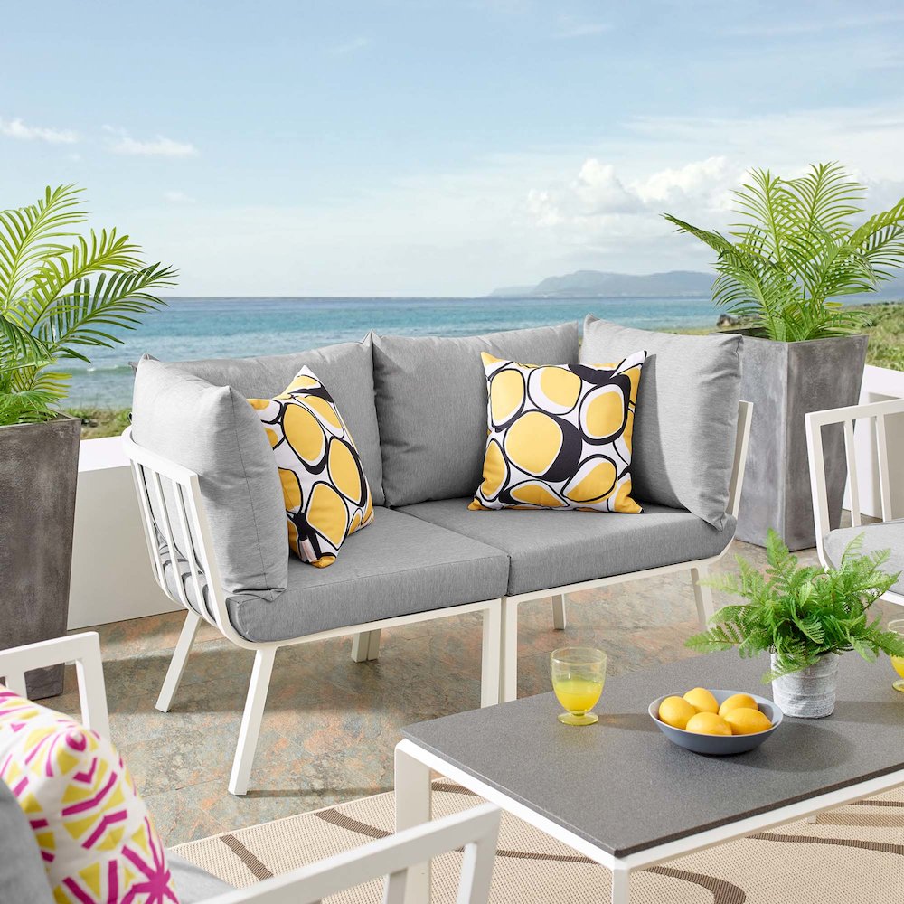 Riverside 2 Piece Outdoor Patio Aluminum Sectional Sofa Set