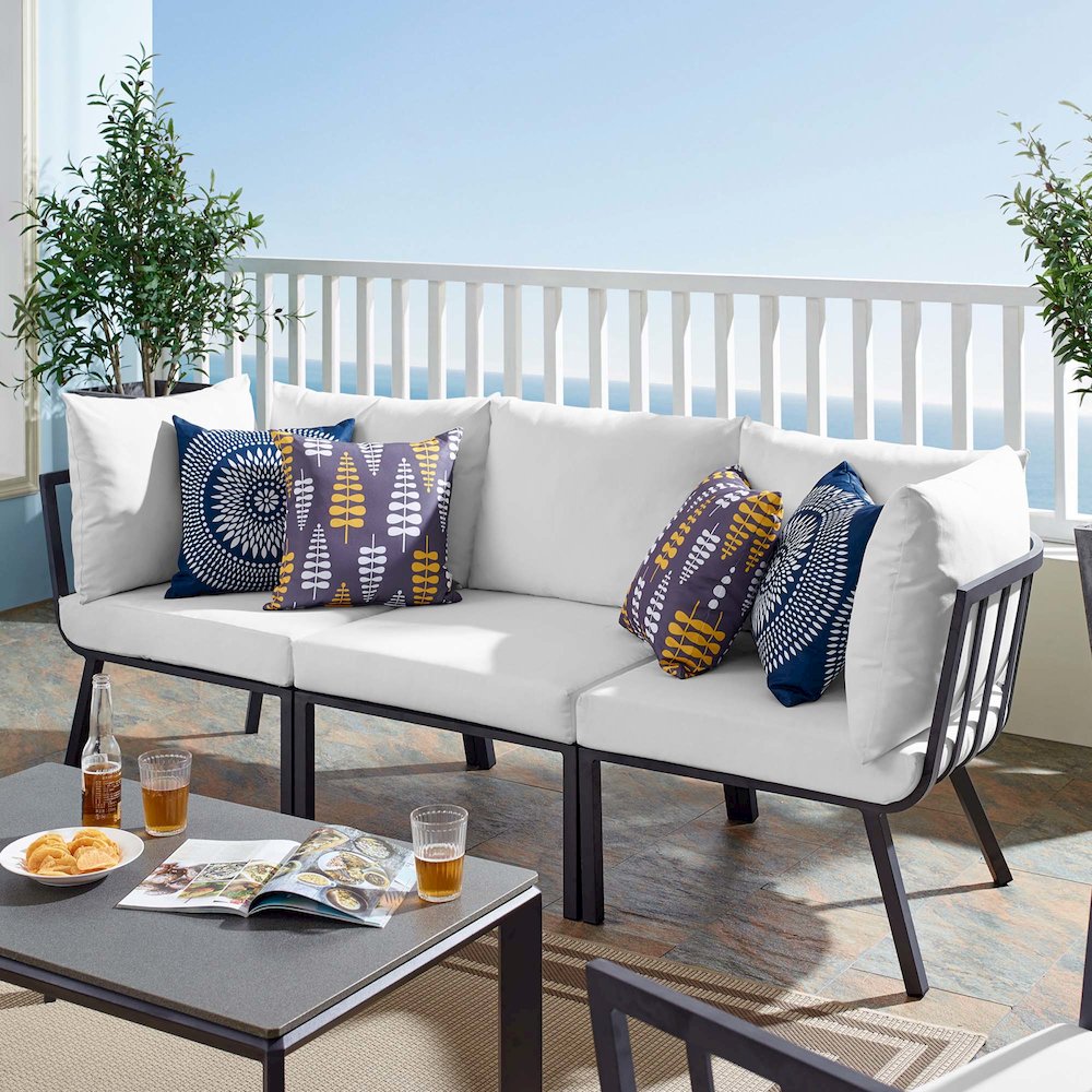 Riverside 3 Piece Outdoor Patio Aluminum Sectional Sofa Set