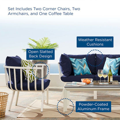 Riverside 5 Piece Outdoor Patio Aluminum Set
