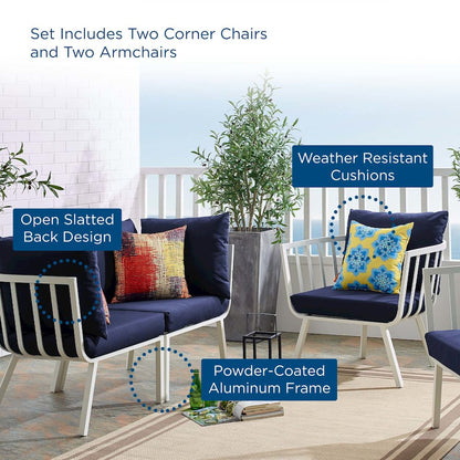 Riverside 4 Piece Outdoor Patio Aluminum Set