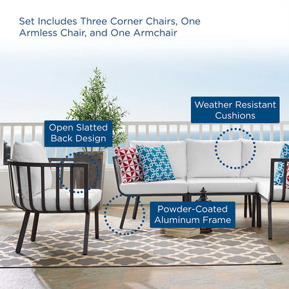 Riverside 5 Piece Outdoor Patio Aluminum Set