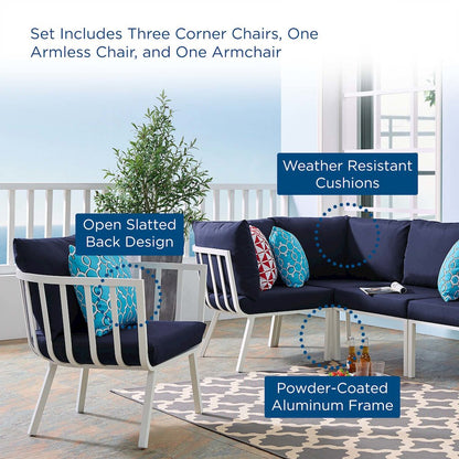 Riverside 5 Piece Outdoor Patio Aluminum Set