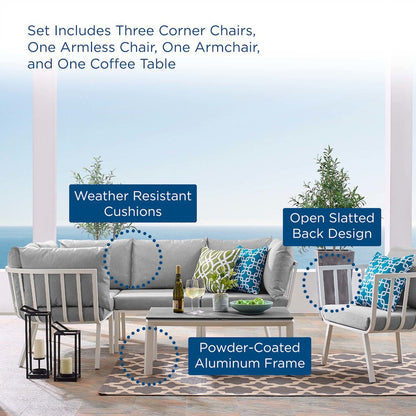 Riverside 6 Piece Outdoor Patio Aluminum Set