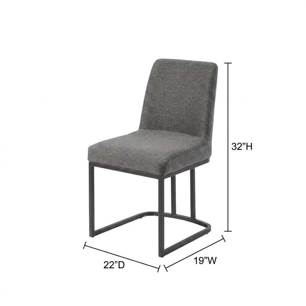 Upholstered Fabric Dining Side Chair with Sled Base, Black Charcoal