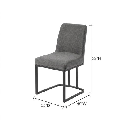 Upholstered Fabric Dining Side Chair with Sled Base, Black Charcoal
