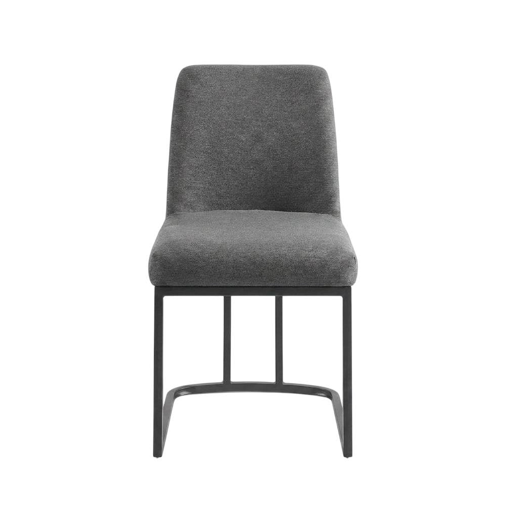 Upholstered Fabric Dining Side Chair with Sled Base, Black Charcoal