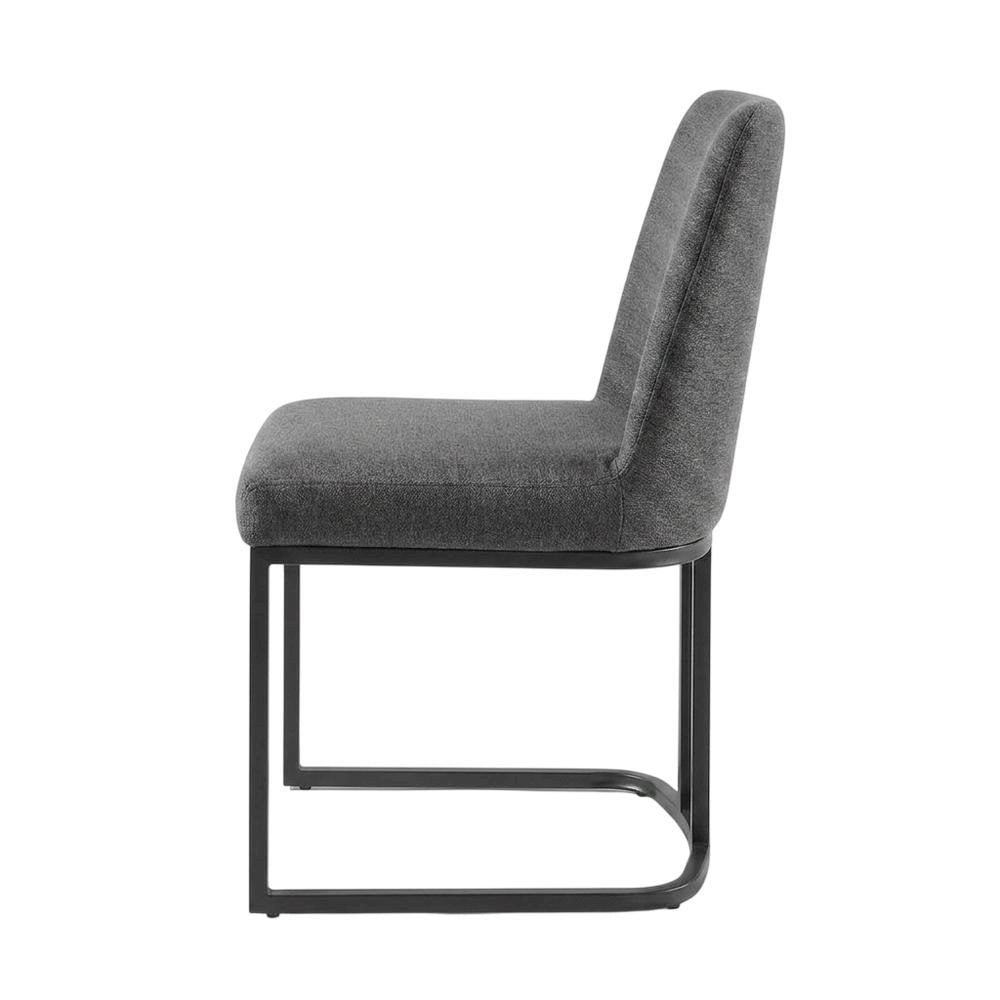 Upholstered Fabric Dining Side Chair with Sled Base, Black Charcoal