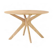 Solid Wood Round Dining Table, Mid-Century Modern Kitchen Table, Oak