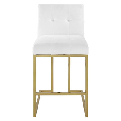 Privy Gold Stainless Steel Upholstered Fabric Counter Stool