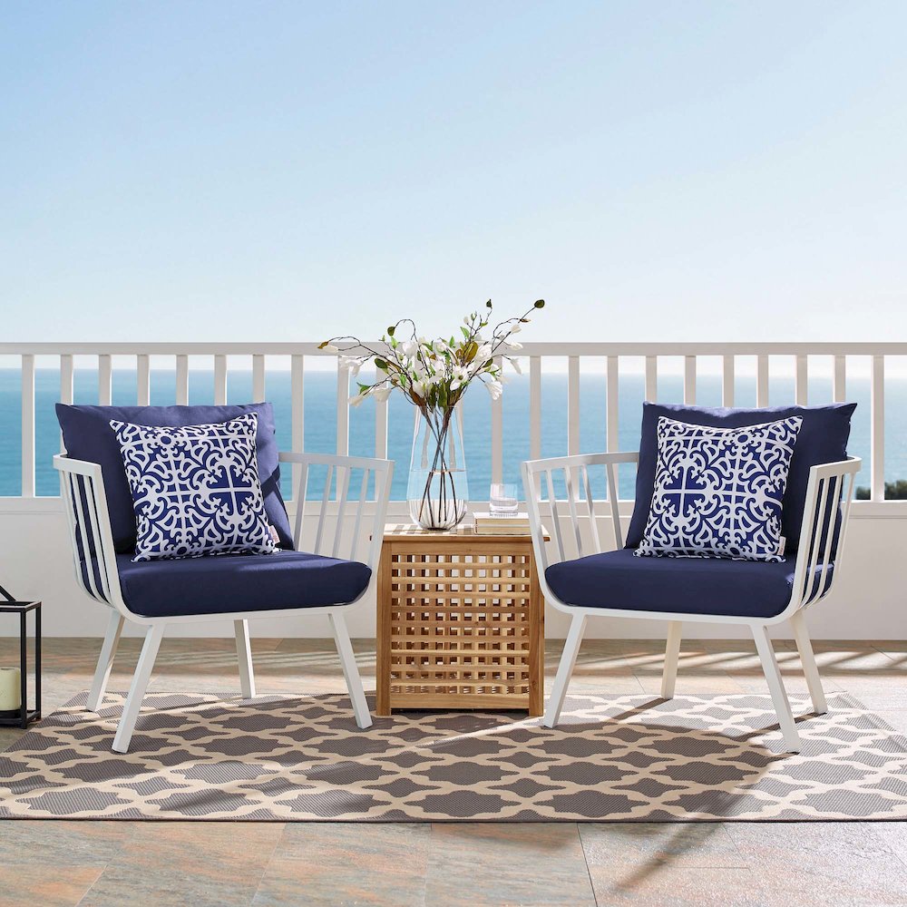Riverside Outdoor Patio Aluminum Armchair Set of 2