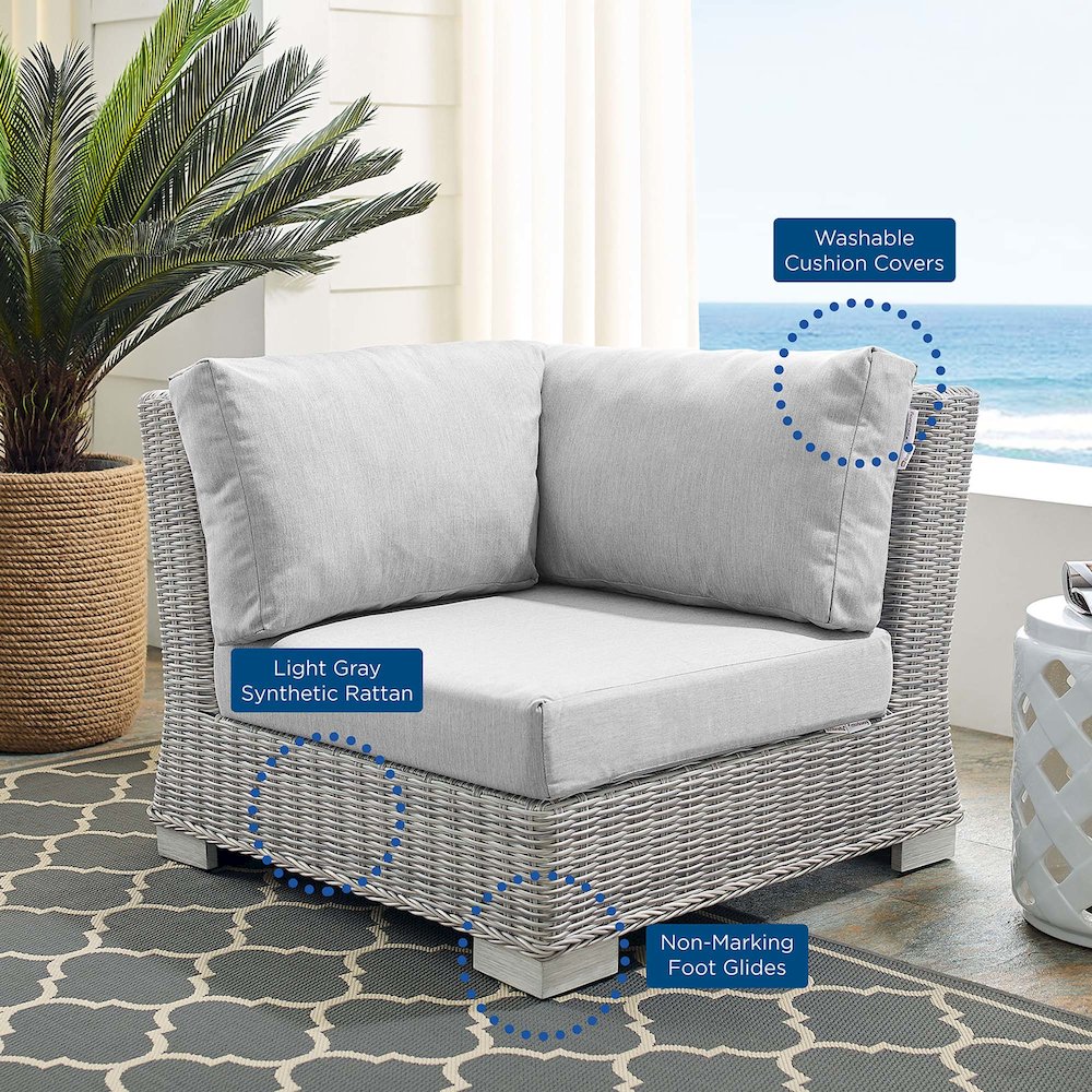Conway Sunbrella Outdoor Patio Wicker Rattan Corner Chair