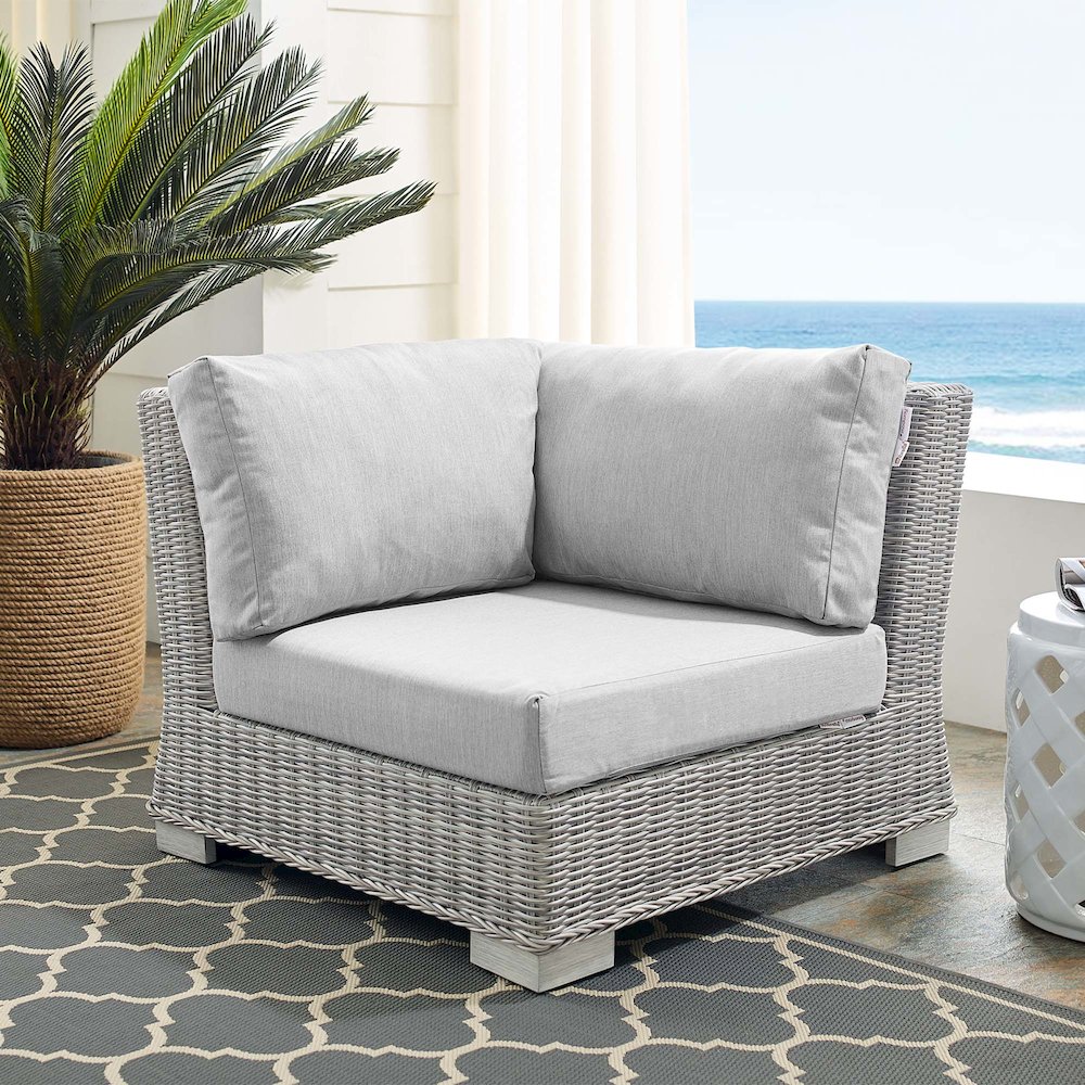 Conway Sunbrella Outdoor Patio Wicker Rattan Corner Chair