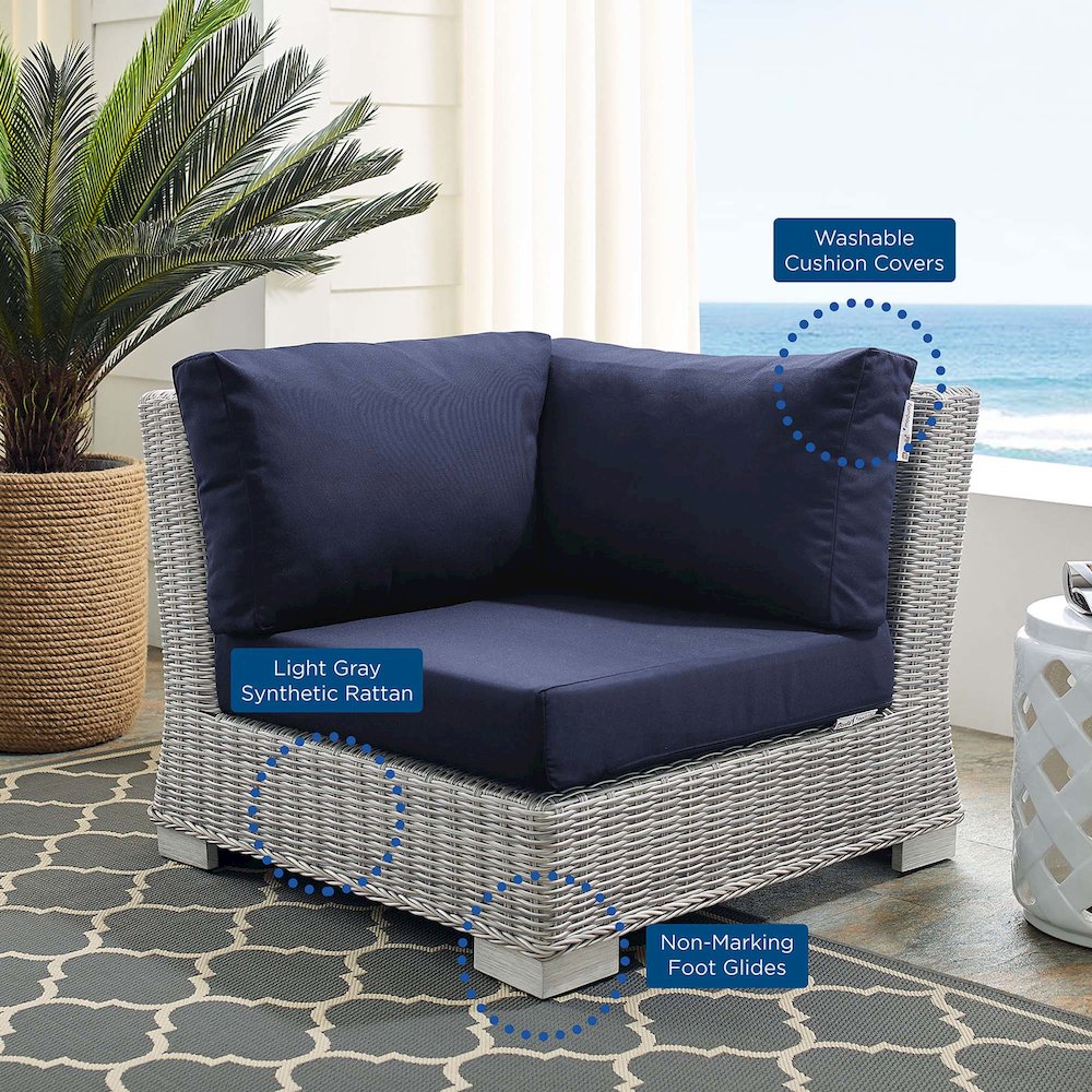 Conway Sunbrella Outdoor Patio Wicker Rattan Corner Chair