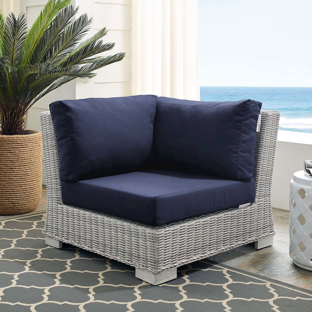 Conway Sunbrella Outdoor Patio Wicker Rattan Corner Chair