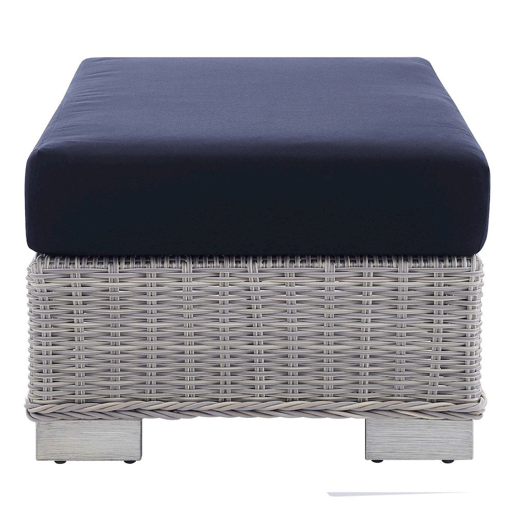 Conway Sunbrella Outdoor Patio Wicker Rattan Ottoman