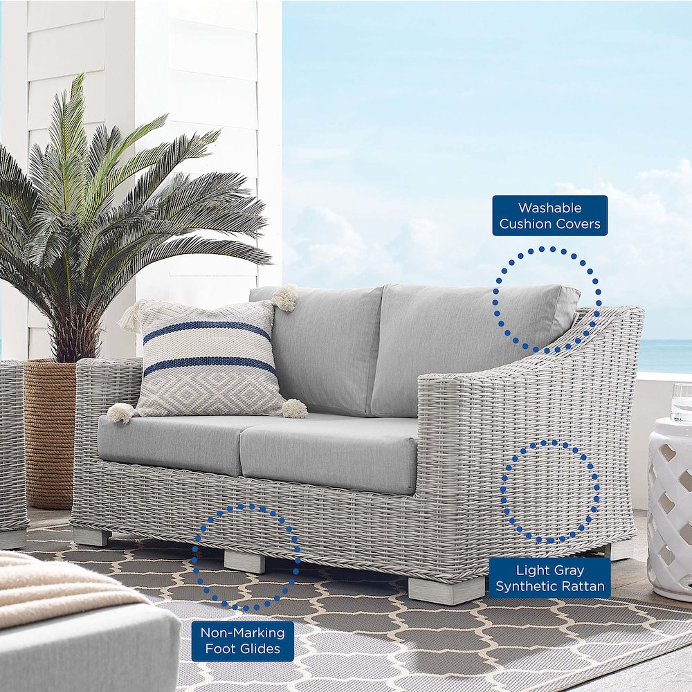 Conway Sunbrella Outdoor Patio Wicker Rattan Loveseat