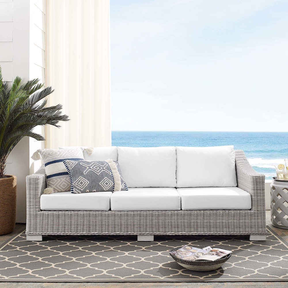 Conway Sunbrella Outdoor Patio Wicker Rattan Sofa