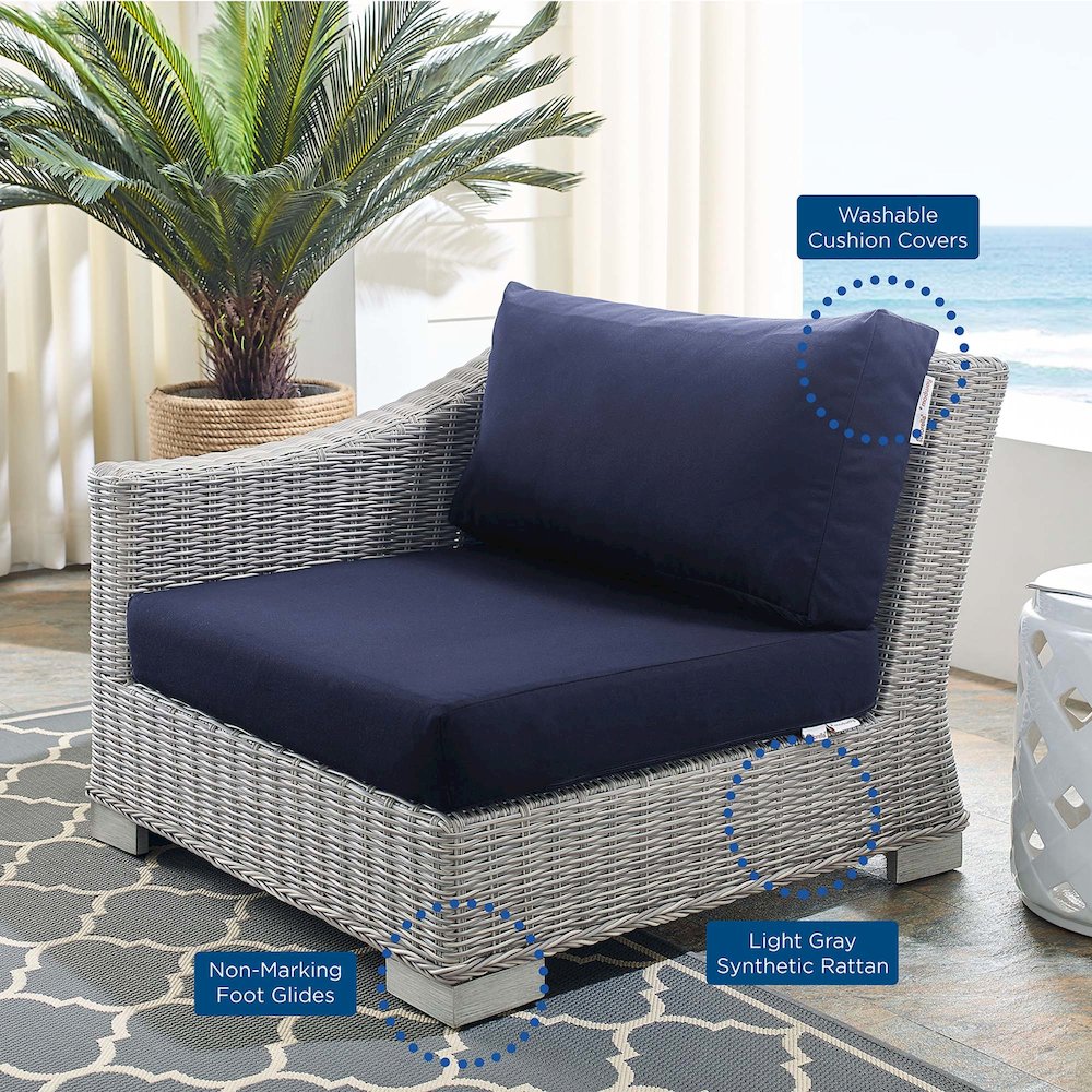 Conway Sunbrella Outdoor Patio Wicker Rattan Left-Arm Chair