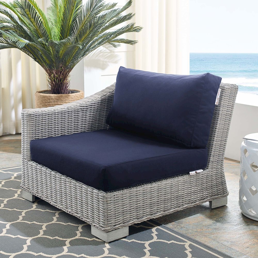 Conway Sunbrella Outdoor Patio Wicker Rattan Left-Arm Chair