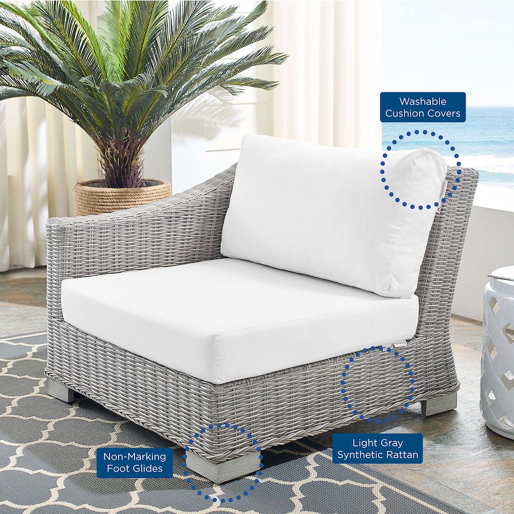 Conway Sunbrella Outdoor Patio Wicker Rattan Left-Arm Chair
