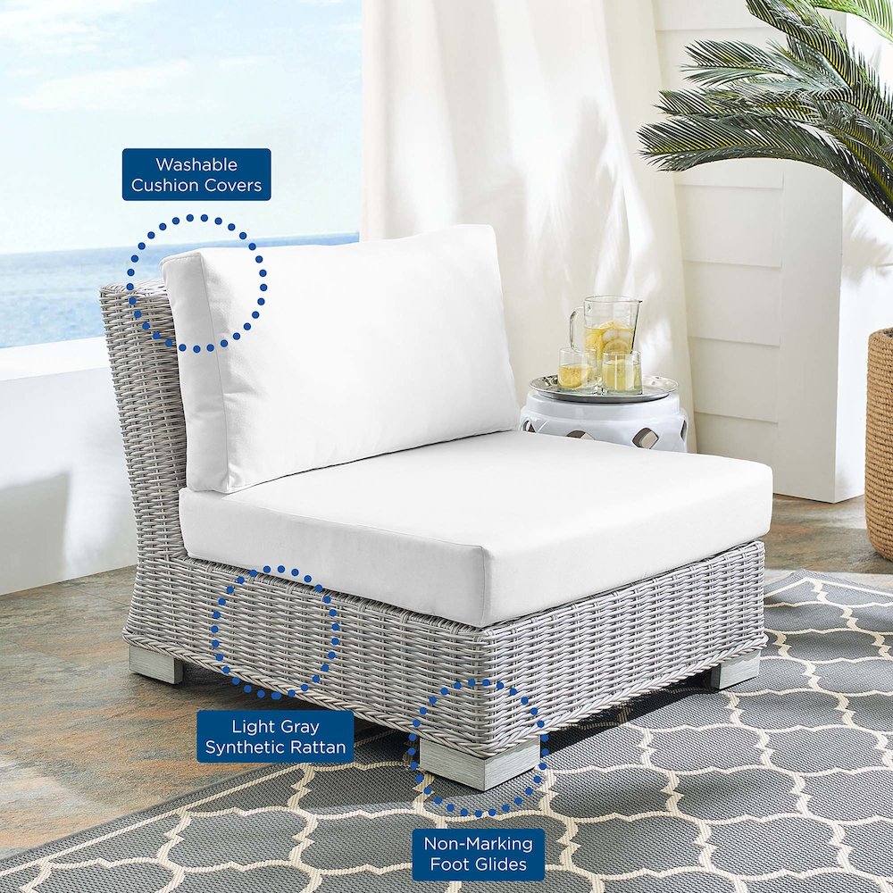 Conway Sunbrella Outdoor Patio Wicker Rattan Armless Chair