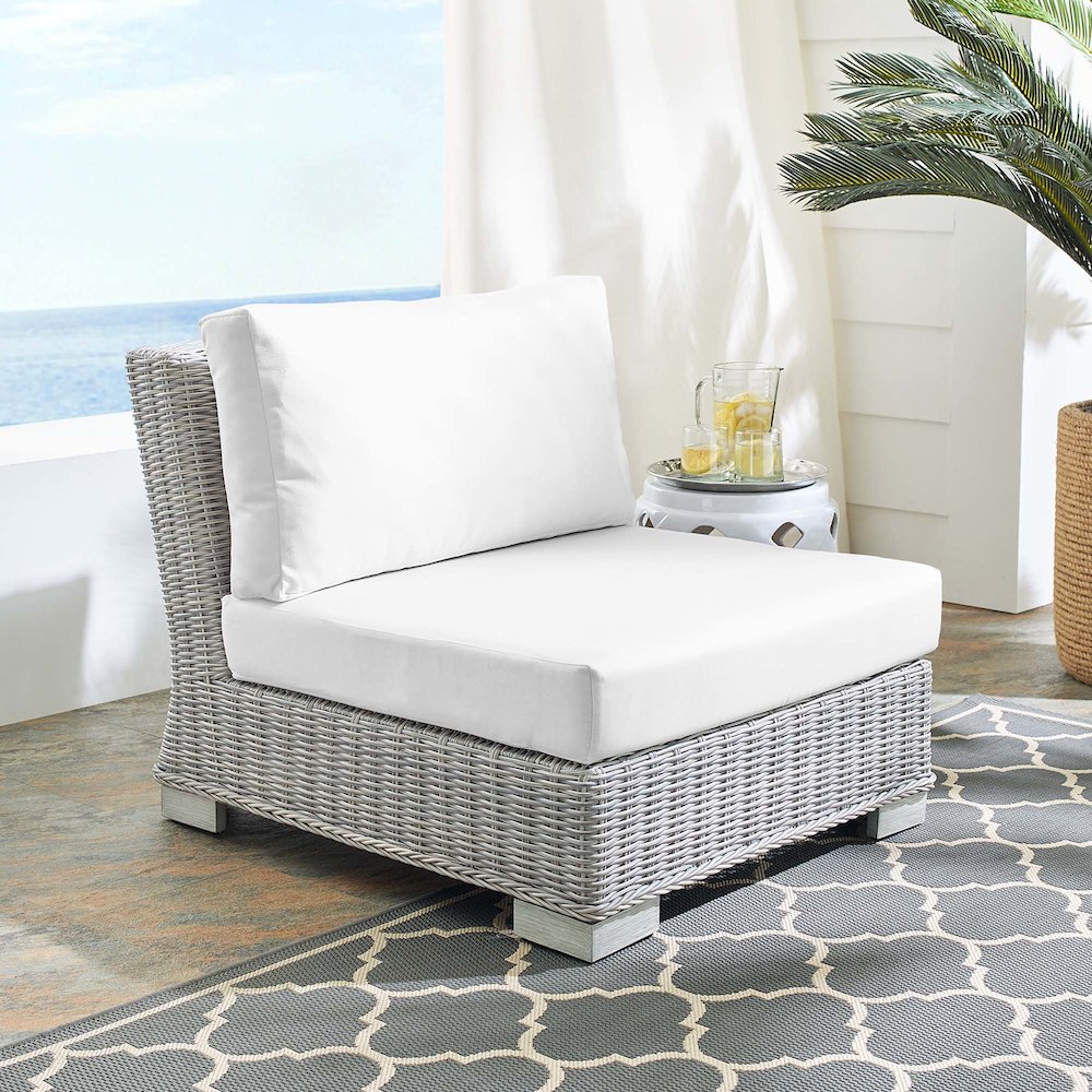 Conway Sunbrella Outdoor Patio Wicker Rattan Armless Chair