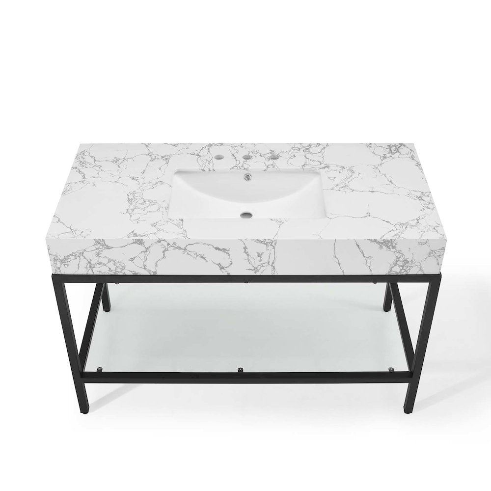 Kingsley 50" Black Stainless Steel Bathroom Vanity