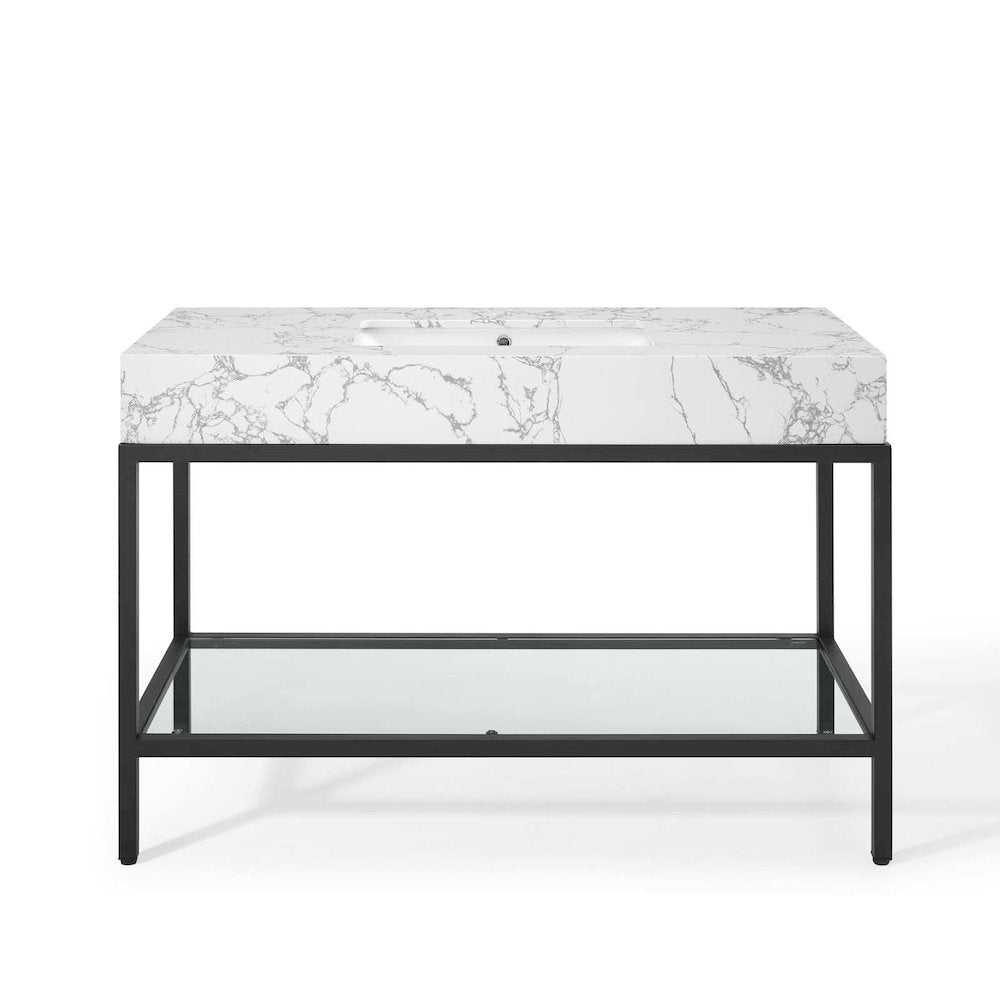 Kingsley 50" Black Stainless Steel Bathroom Vanity