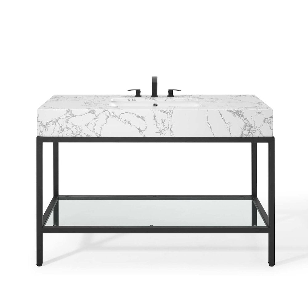 Kingsley 50" Black Stainless Steel Bathroom Vanity